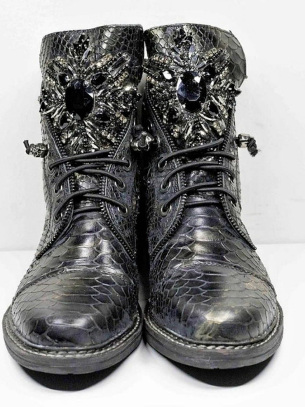 Vince Camuto Women's Black Embellished Combat Boots Like New